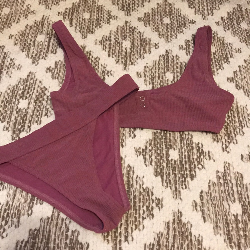 Purple Ribbed Bikini